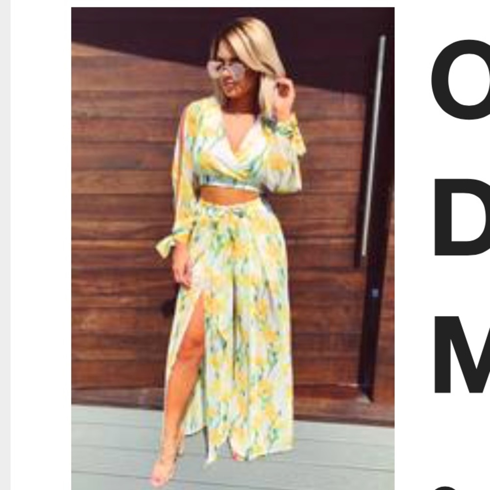 NEW WITH TAGS. NEVER WORN. Yellow floral set.